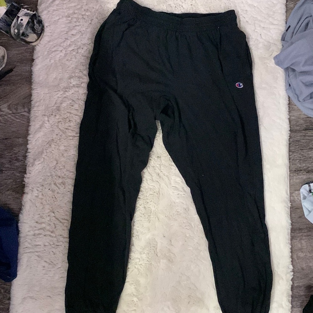 warn XL Champion ALL BACK SWEATPANTS! hole in right pocket, stretchy waistband